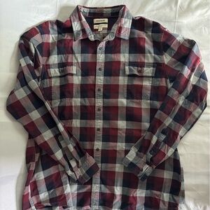 Goodthreads Burgundy/Red and Navy Plaid Shirt